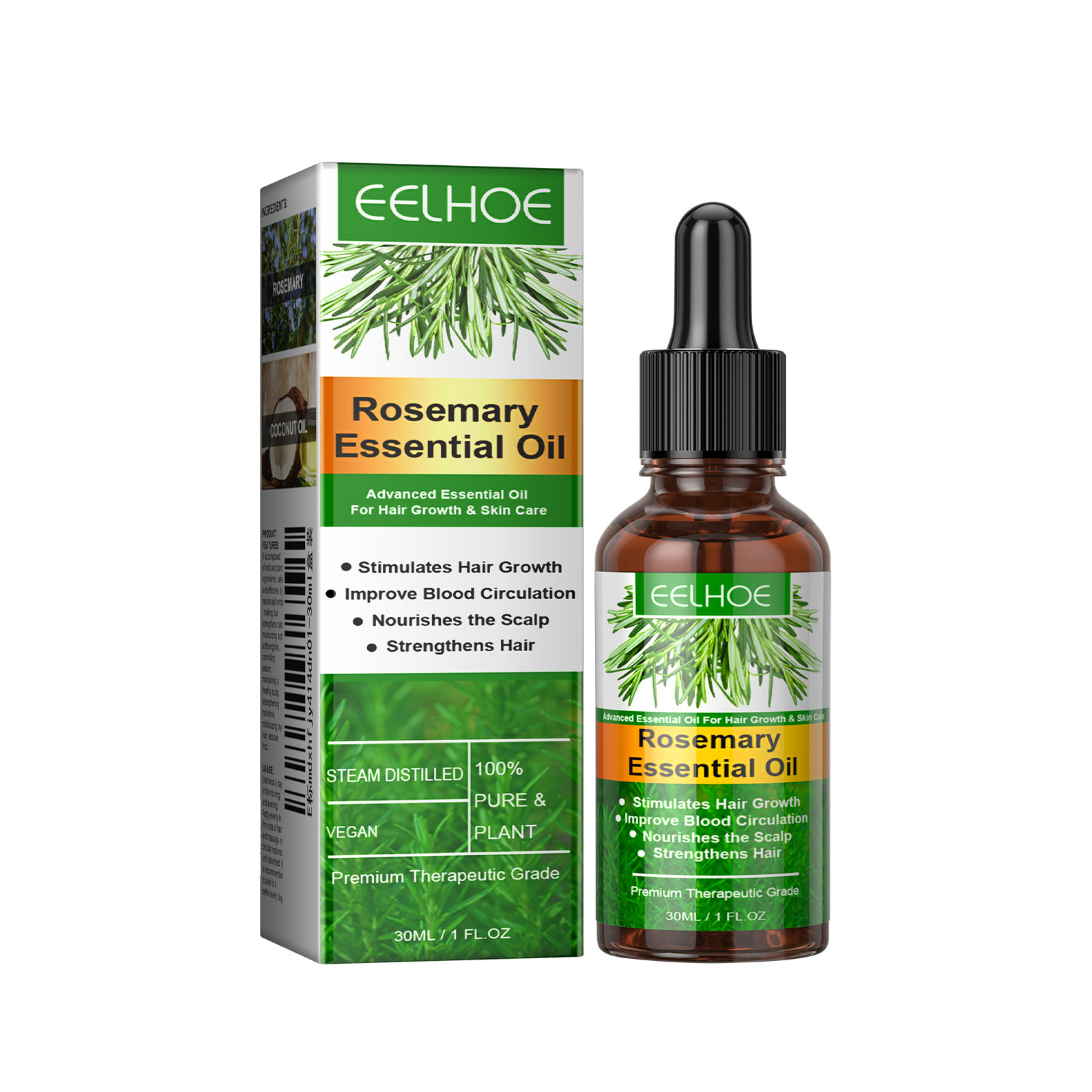 EELHOE huile romarin cheveux anti-casse cuir chevelu