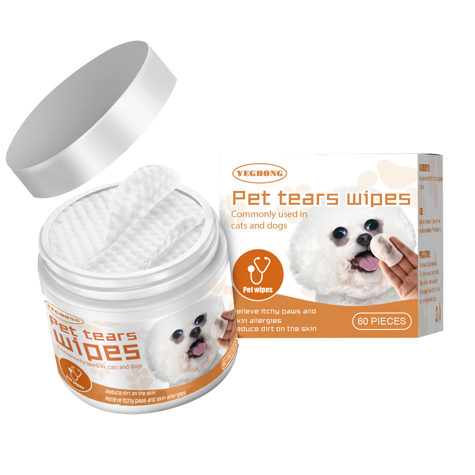 Yegbong lingettes nettoyage yeux animaux