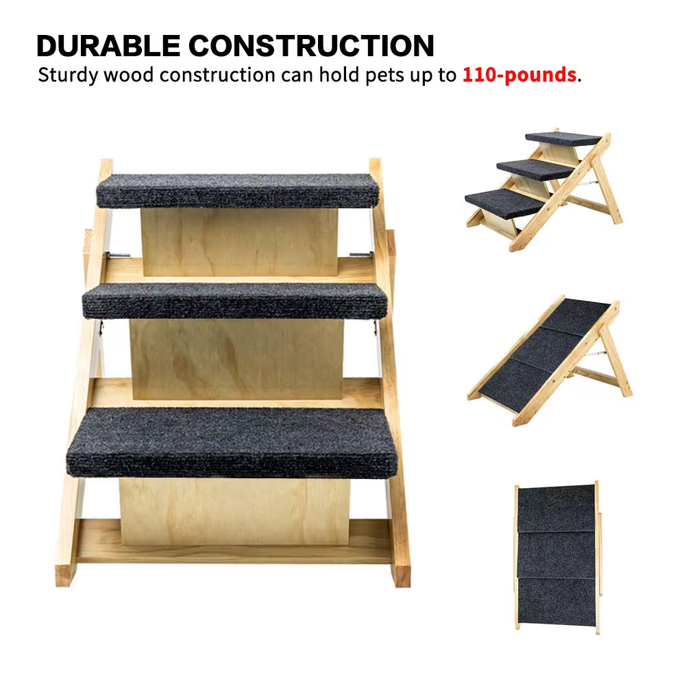 Escalier chien bois 3 niveaux pliable lit voiture 110 lb