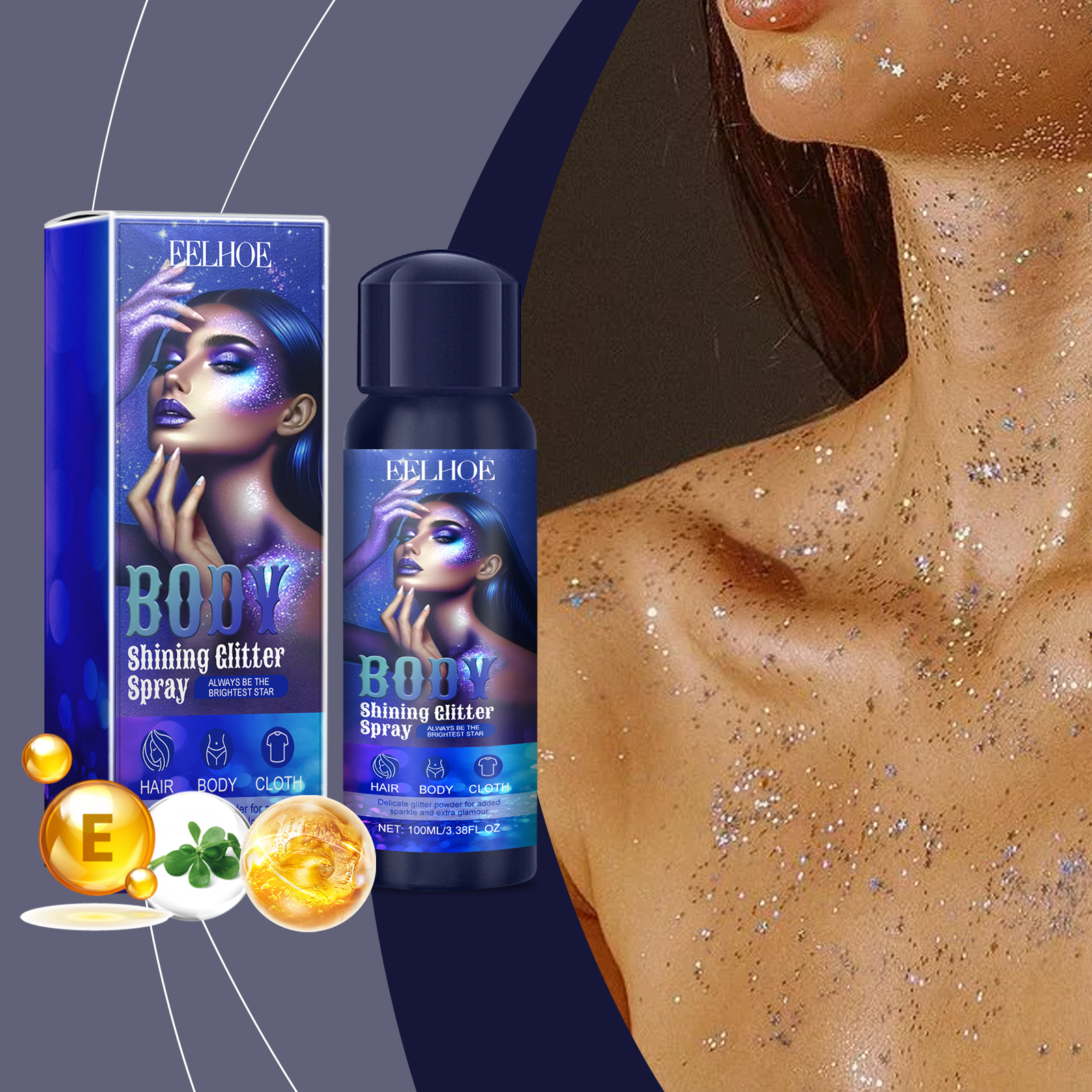 Spray highlighter paillettes Eelhoe long tenue