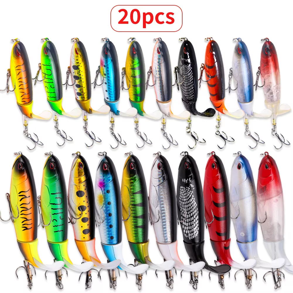 20 leurres surface 13g 35g yeux 3D appâts durs brochet