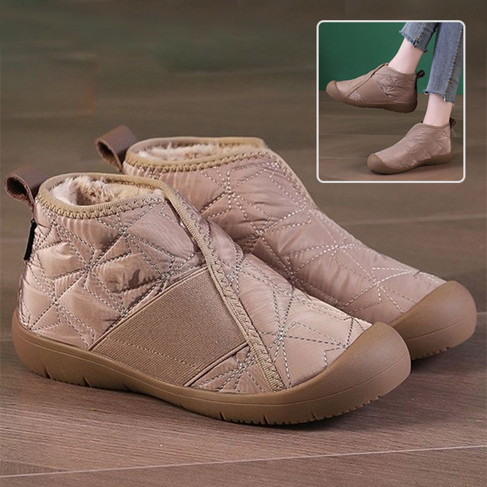 Bottes de neige plates doublées, imperméables, antidérapantes