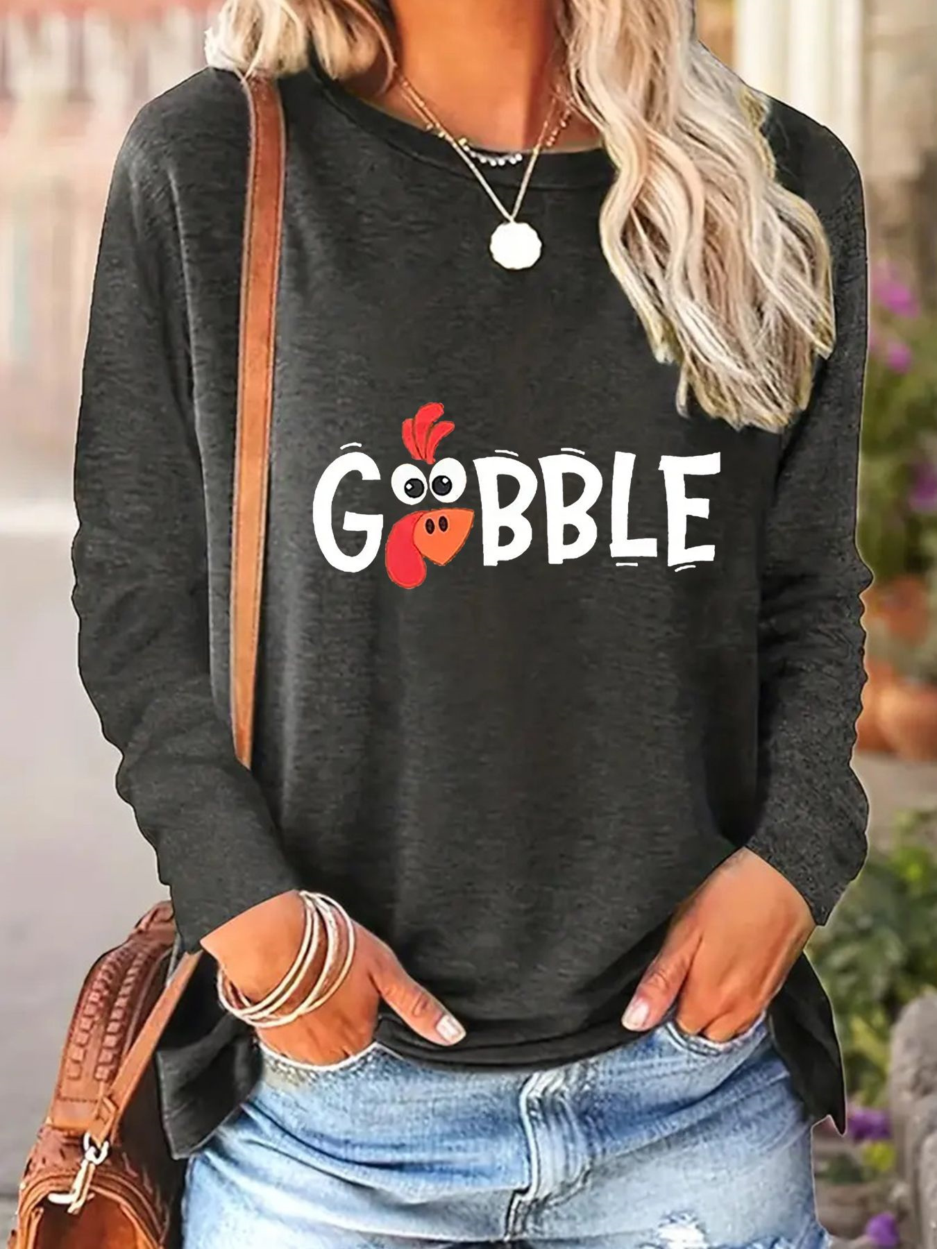 T-shirt coton créatif casual col rond femmes