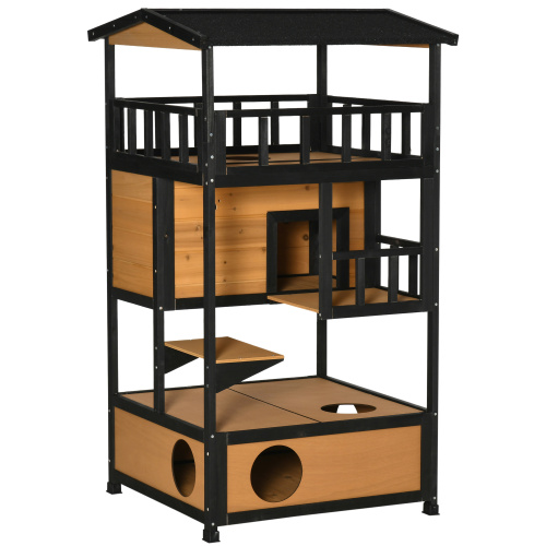 Maison chat bois extérieur refuge félin