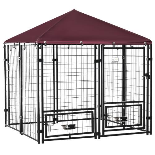 Enclos chien extérieur bol rotatif, parc acier fil, auvent UV