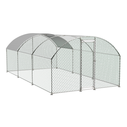 Grand poulailler métal avec dôme, bâche imperméable UV, clôture promenade