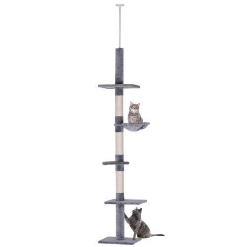 Arbre chat 274cm vertical gris blanc
