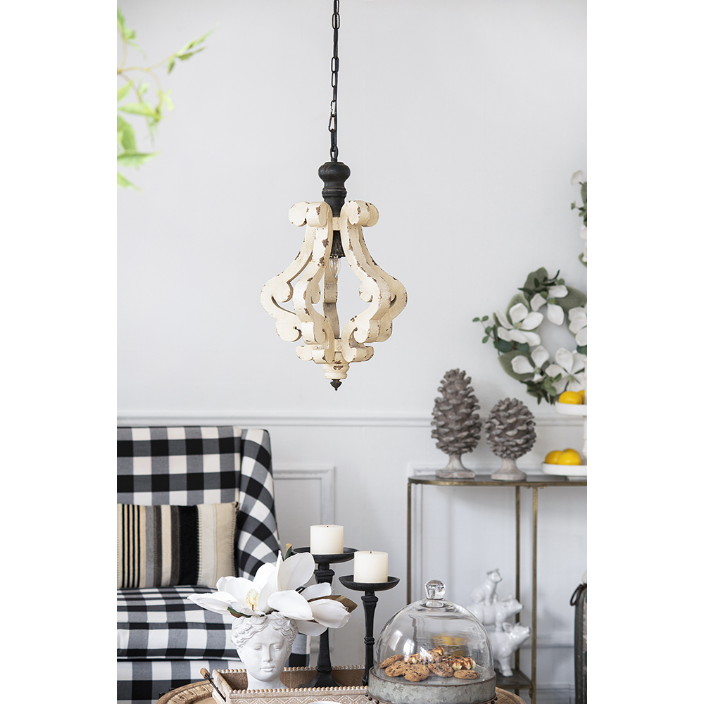 Lustre ferme blanc bois campagne français foyer