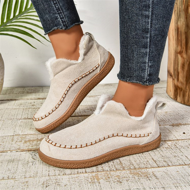 Botte fourrée col haut peluche hiver femme - Chaud douillet
