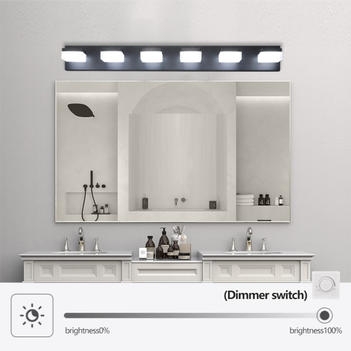 Miroir maquillage LED 6 lumières noir, salle bain vanité