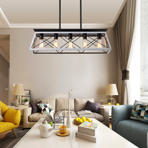 Lustre ferme 5 lampes blanc, sans ampoules