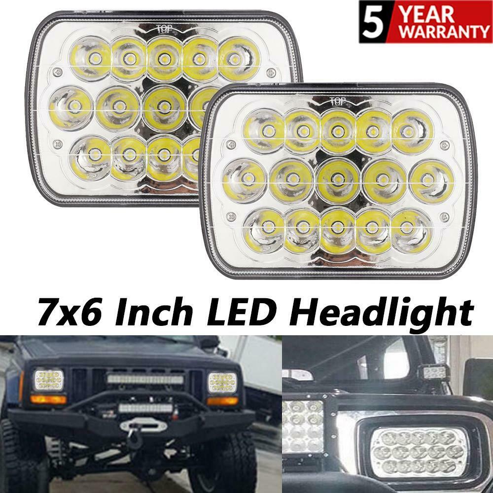 2 x phare LED 7x6 scellé Wrangler JK TJ CJ LJ