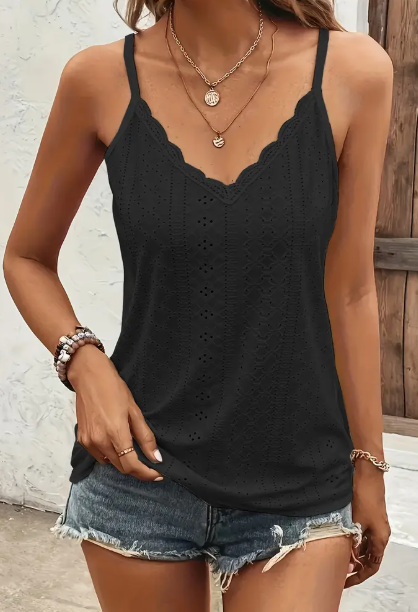 Camisole col V coquille dentelle élégante printemps