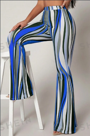 Pantalon femme taille haute jambes évasées