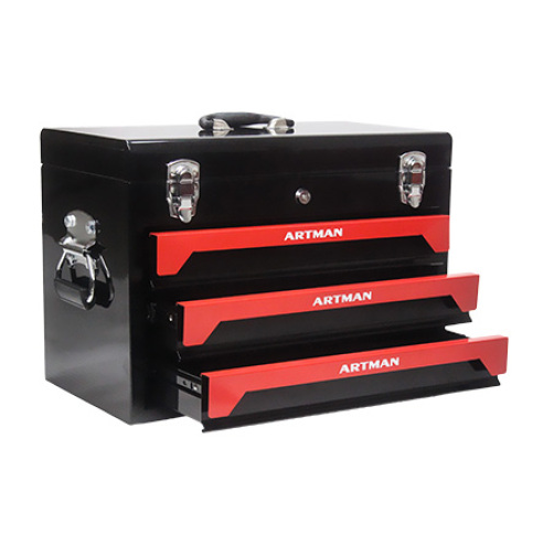 Boîte outils 3 tiroirs acier 20 po noir rouge
