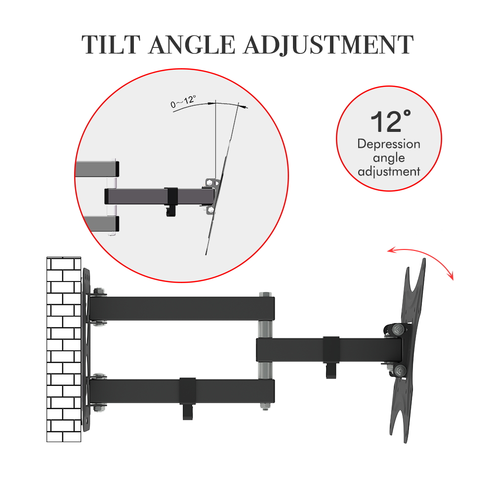 Support TV TMX200 mural pivotant 5-12° charge 30kg