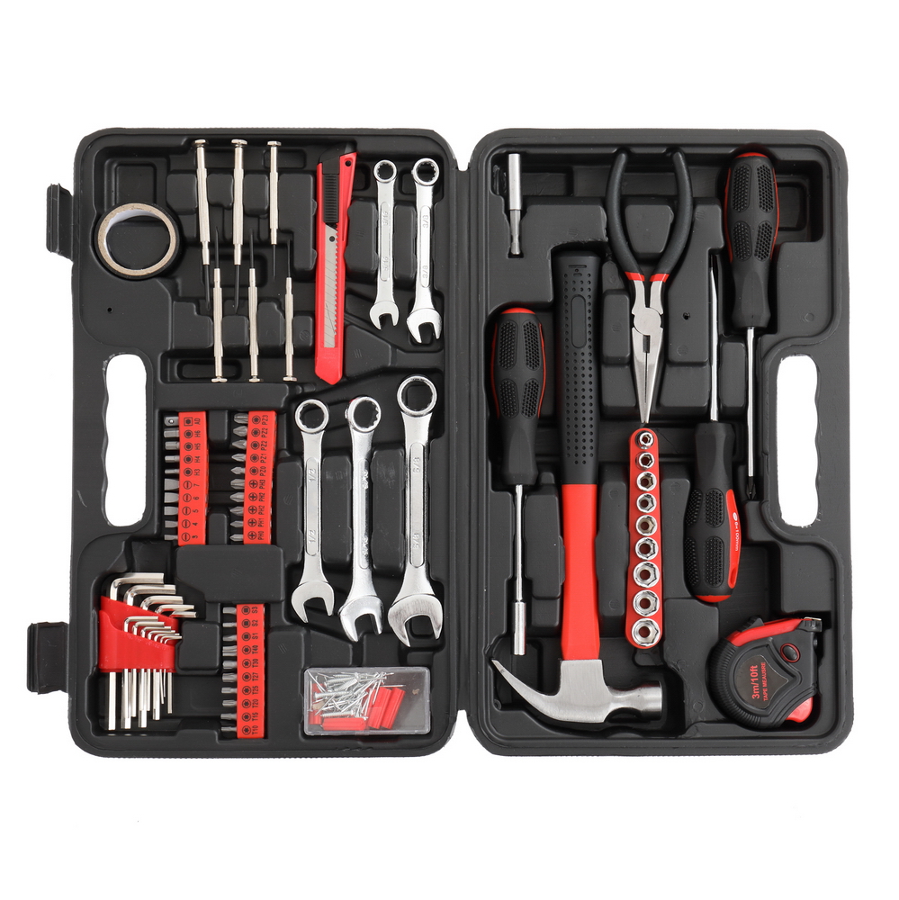 Ensemble outils ménagers 148 pcs fer rouge