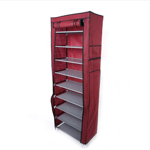 Armoire chaussures 10 étages non-tissé - Rouge vin