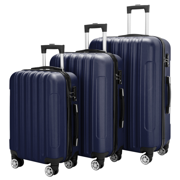 Valise rigide 3 roulettes 20po 24po 28po bleu marine