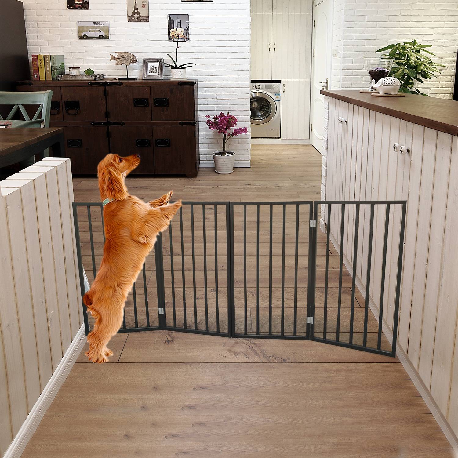 Barrière chien portes escaliers pliante ajustable