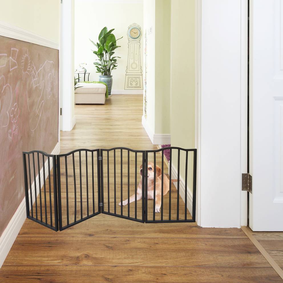 Barrière chien bois arc pliable portes, escaliers ou maison