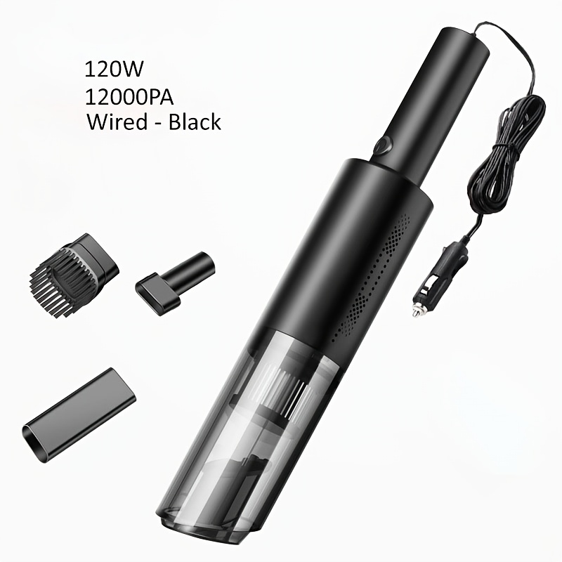 Aspirateur auto maison 120W 12000Pa filaire rechargeable, noir