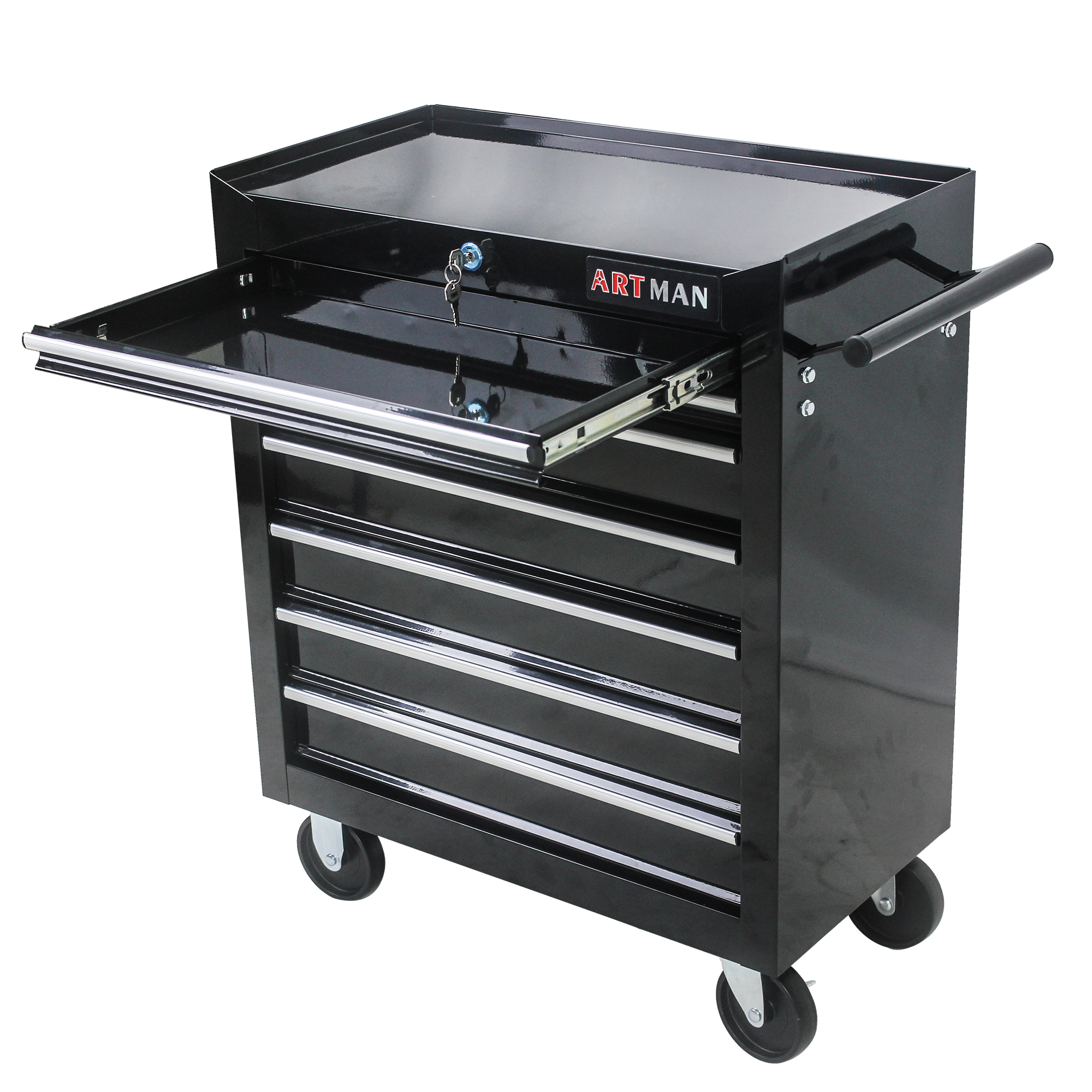 Chariot multi-outils 7 tiroirs roulettes noir