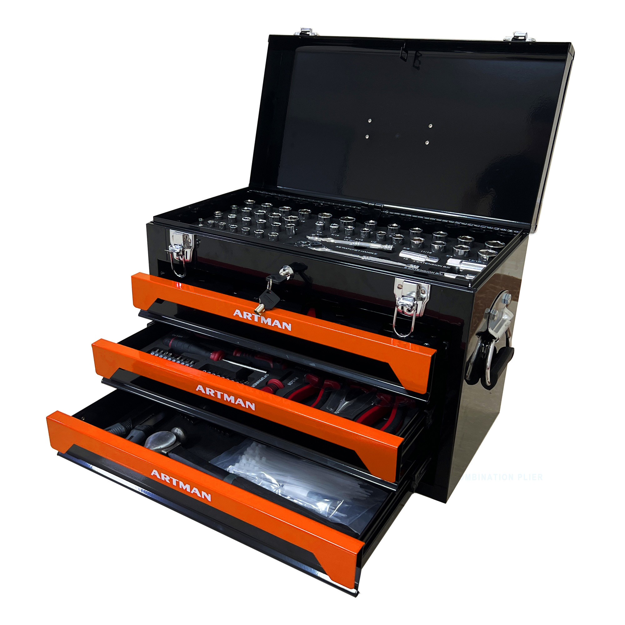 Coffre à outils 3 tiroirs avec ensemble outils