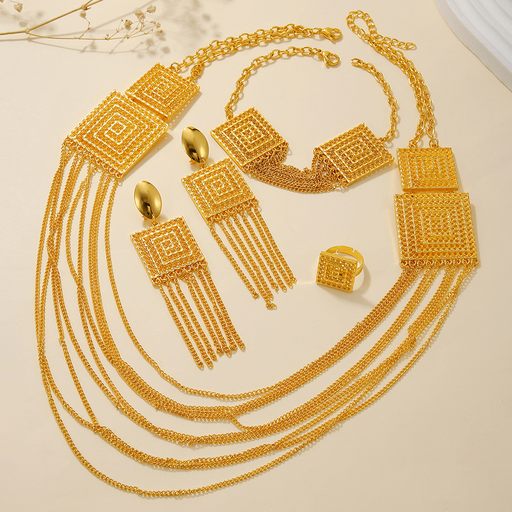 Ensemble de Bijoux Plaqué Or 18k pour Femmes - 5 pièces