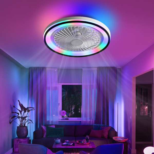 Ventilateur plafond LED RGB 19po sans pales 6 vitesses