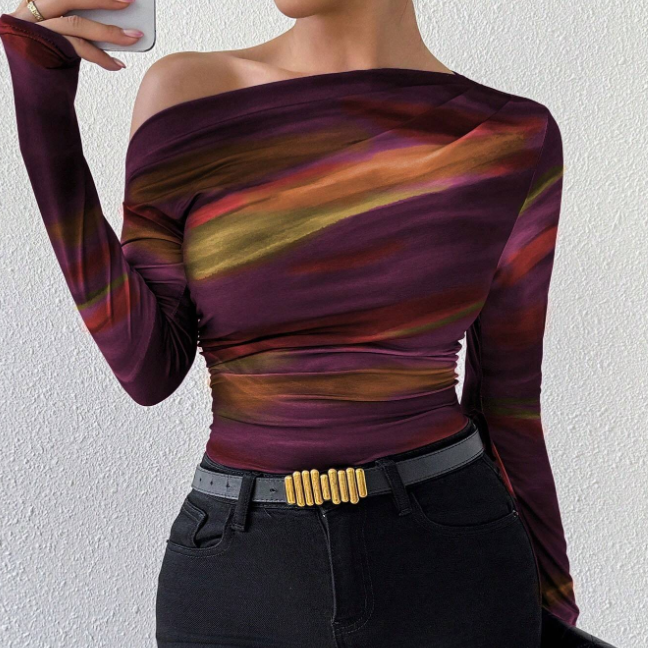T-shirt graphique manches longues imprimé femme