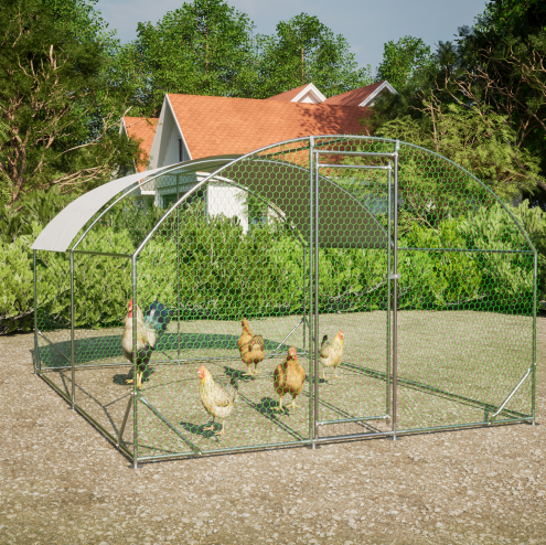 Poulailler métal 9,84x13,12x6,56, bâche imperméable, dôme