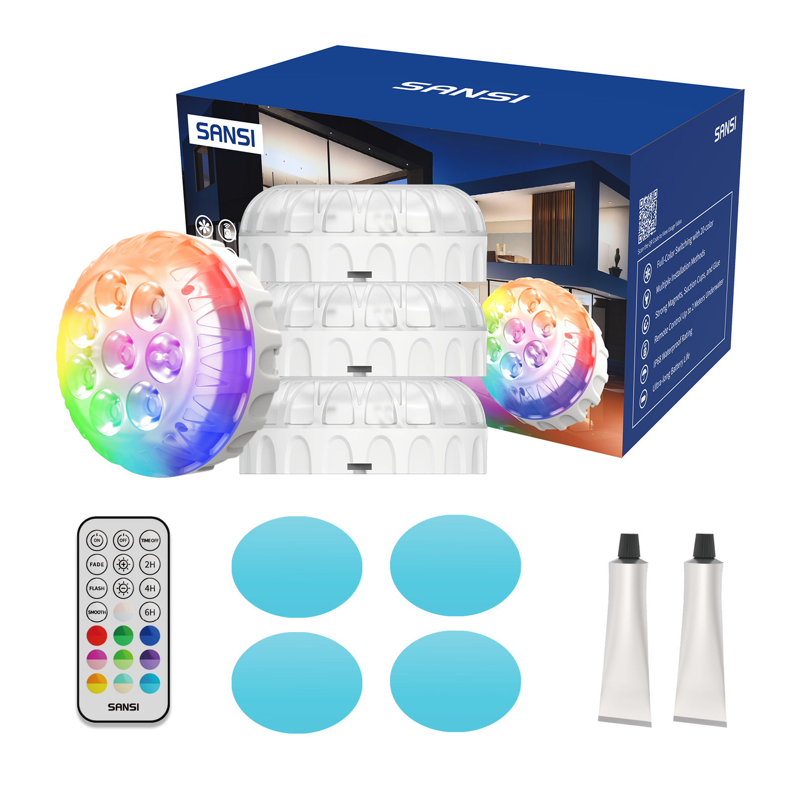 Lumière piscine RGB IP68 rechargeable SANSI
