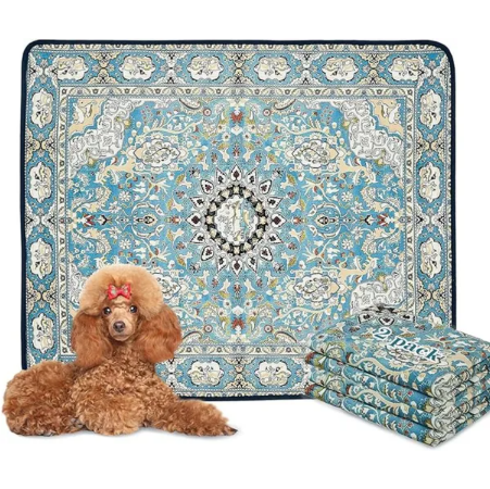 Qeils Tapis absorption chiens lavables 2 pcs réutilisables 36x41 antiglisse