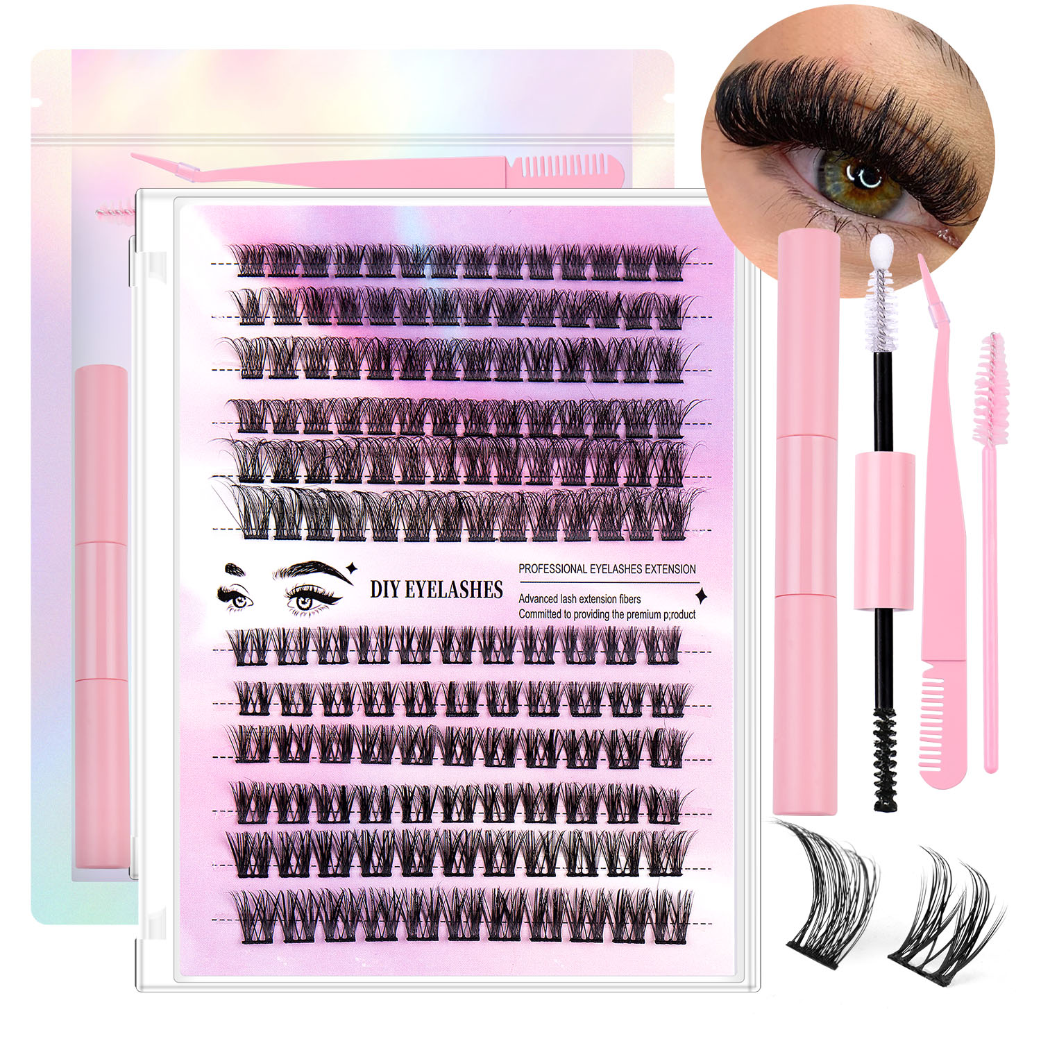 Faux cils en grappes 12 rangées 150 lashes
