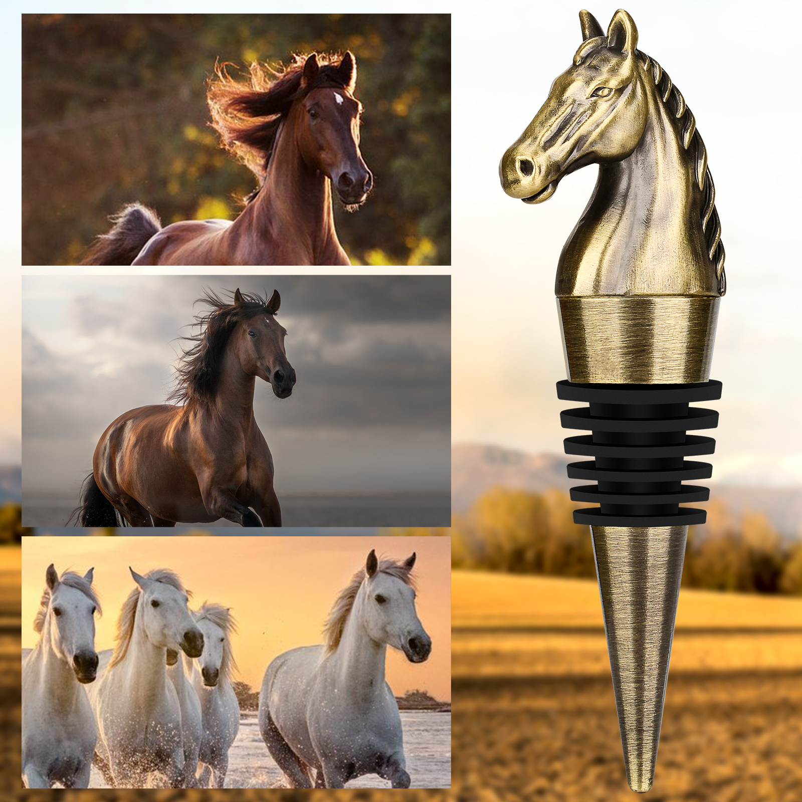 Bouchon de bouteille tête de cheval luxe - conservation vin