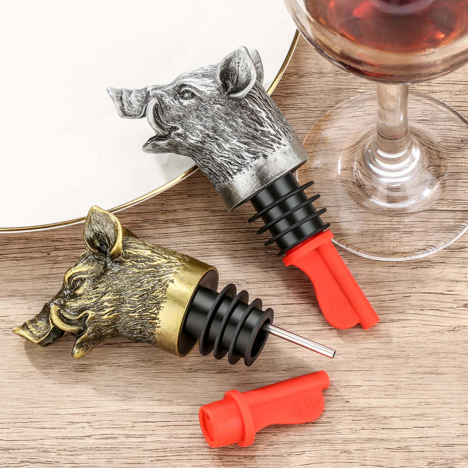 Verseur tête sanglier vide-bouteille vin whisky