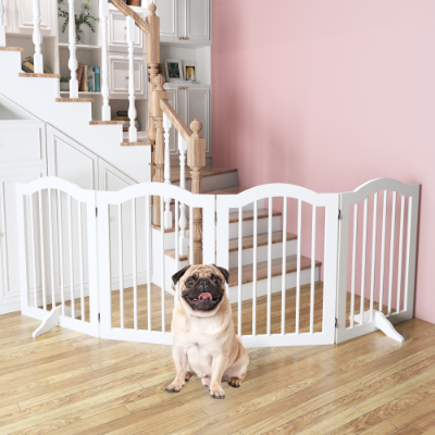 Barrière chien bois 27,6" pliable 4 panneaux, sécurité escaliers