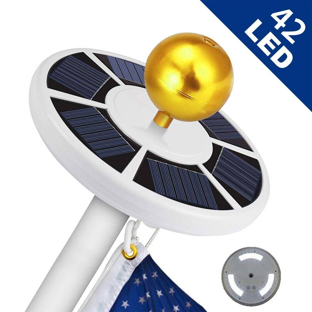 Lampe solaire 42 DEL pour mât avec drapeau, camping