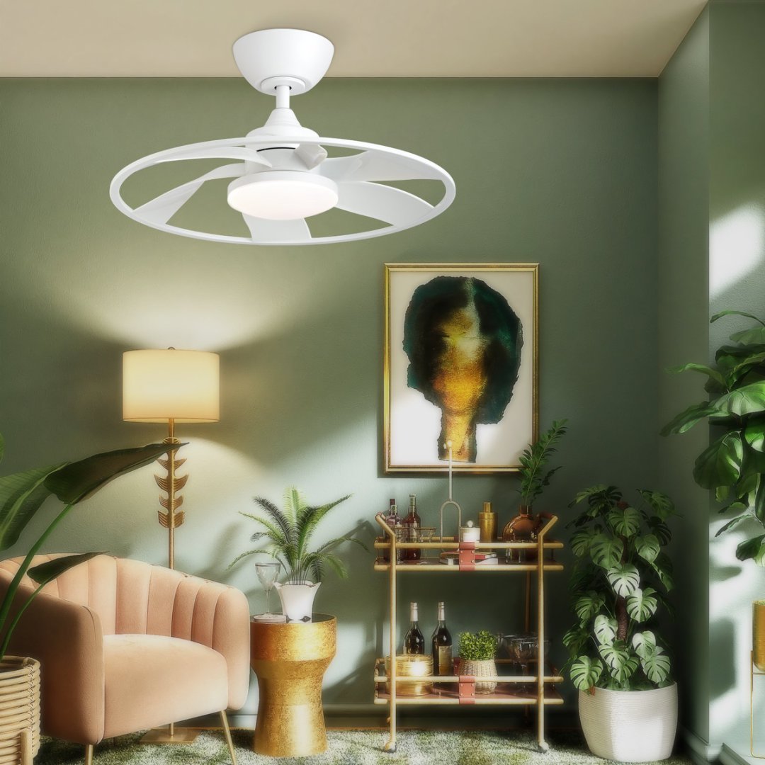 Ventilateur plafond LED 22 po Light Pro blanc, moteur CC