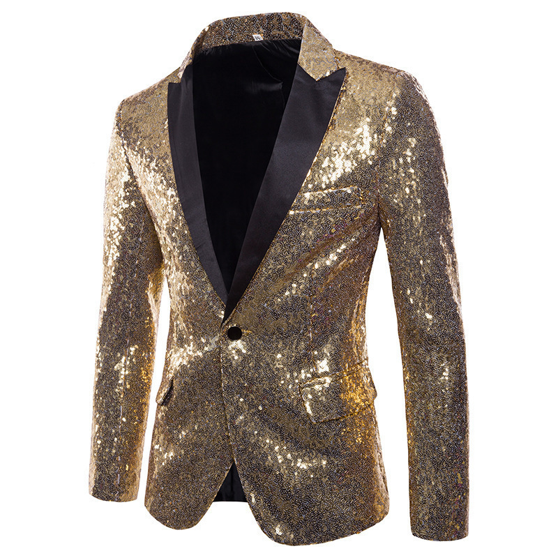 Veste costume paillettes scène banquet pour hommes