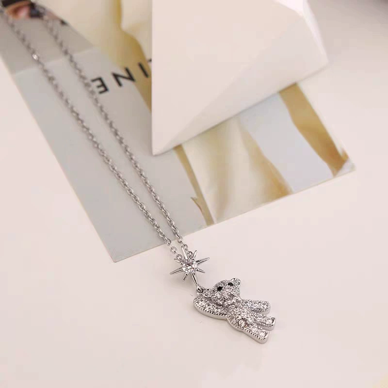 Collier ours mignon titane ras-cou femme
