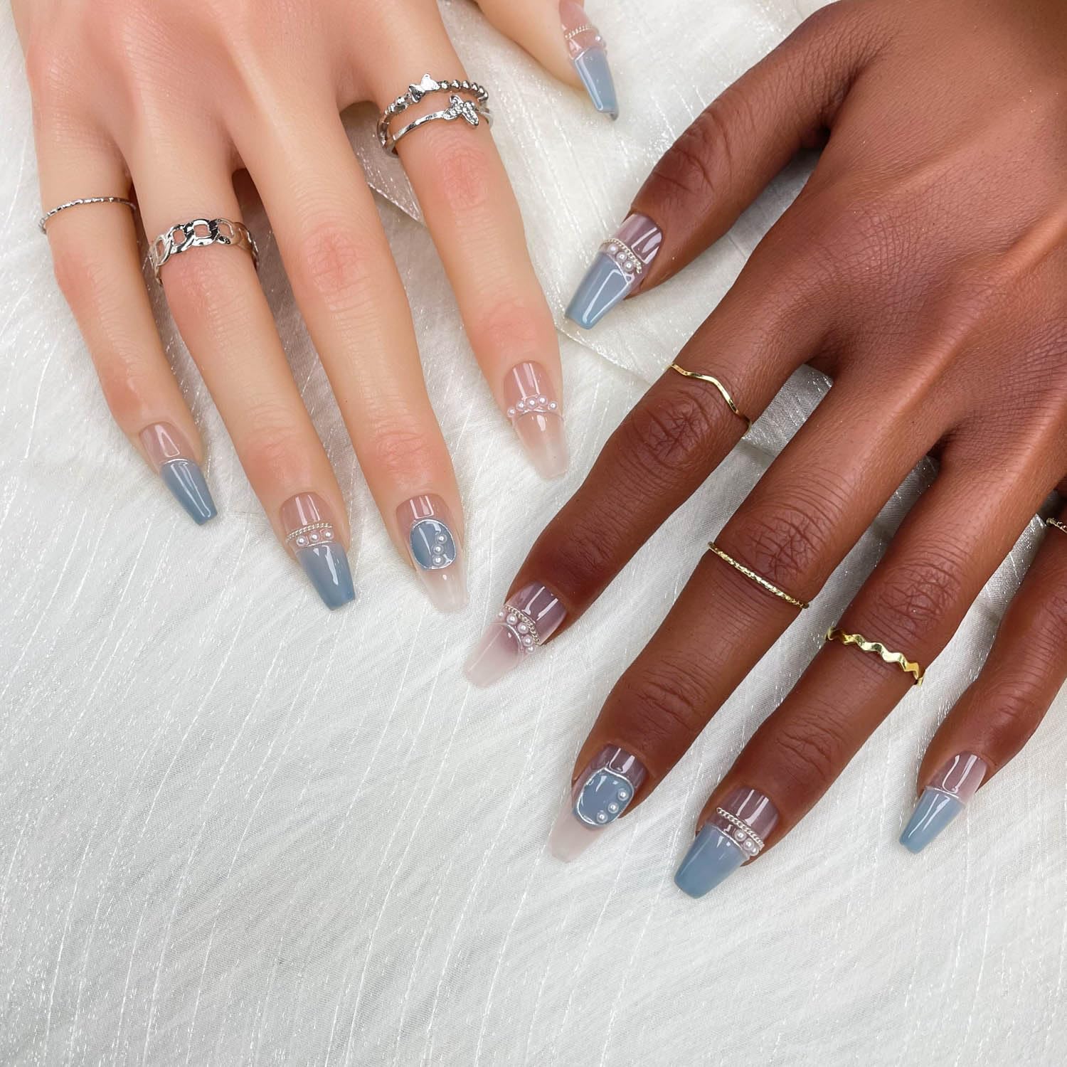 GGDDSHA Faux ongles Azure Essence dégradé sans fade