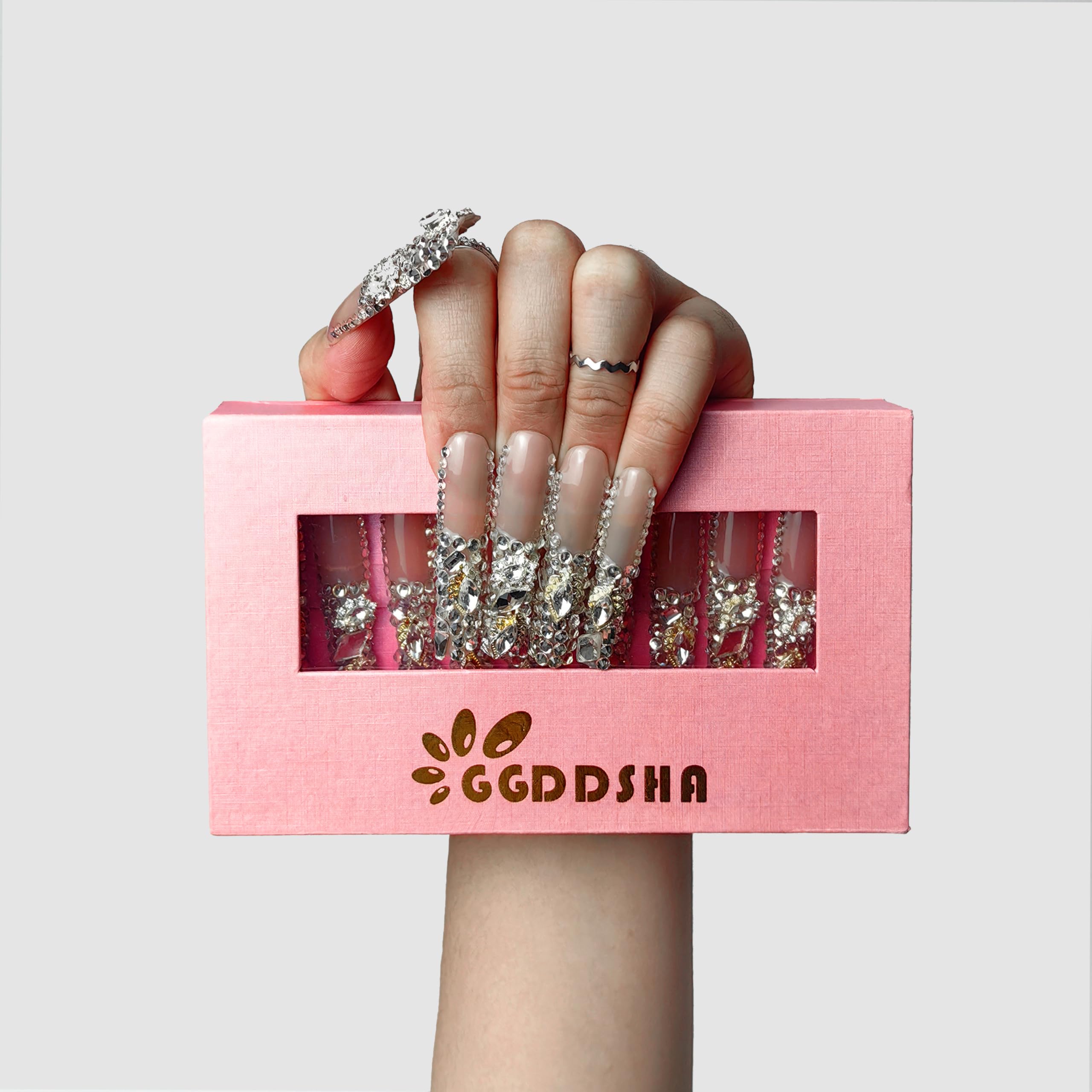 Ongles acrylique PMMA paillettes rhinestones cascade