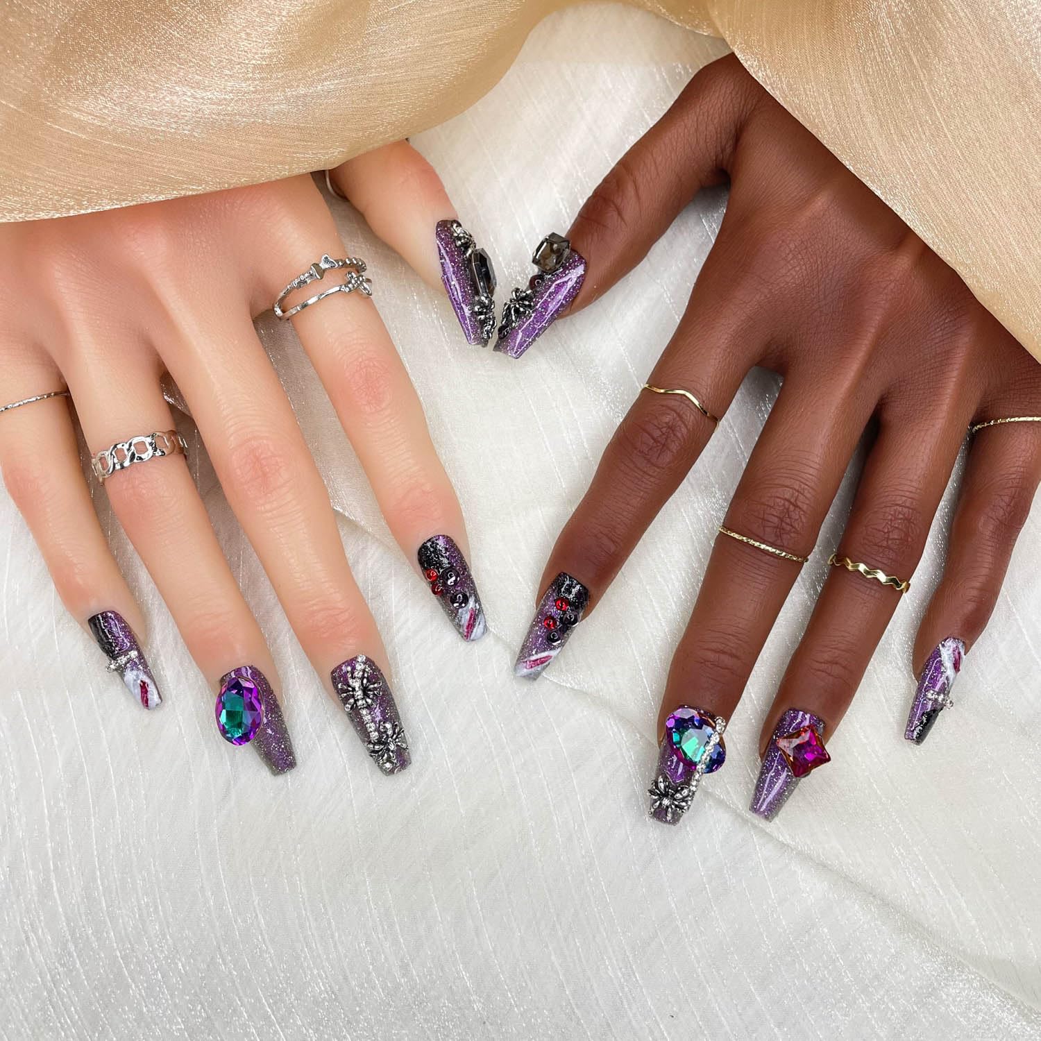 GGDDSHA Faux ongles Royal Arachnid dégradé sans fade