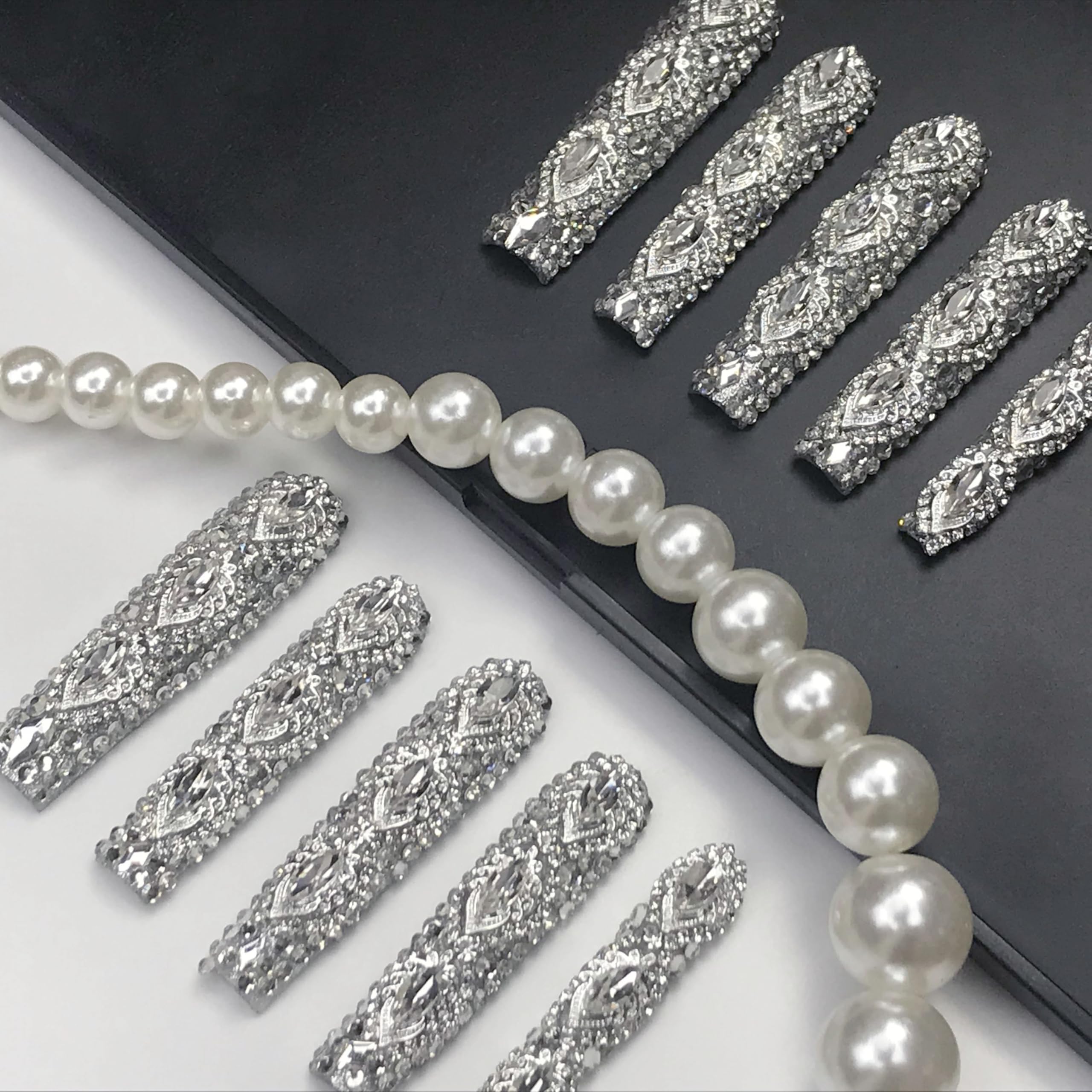 GGddsha Faux Ongles Presse Longs Cristal 3D, Luxe Divinité