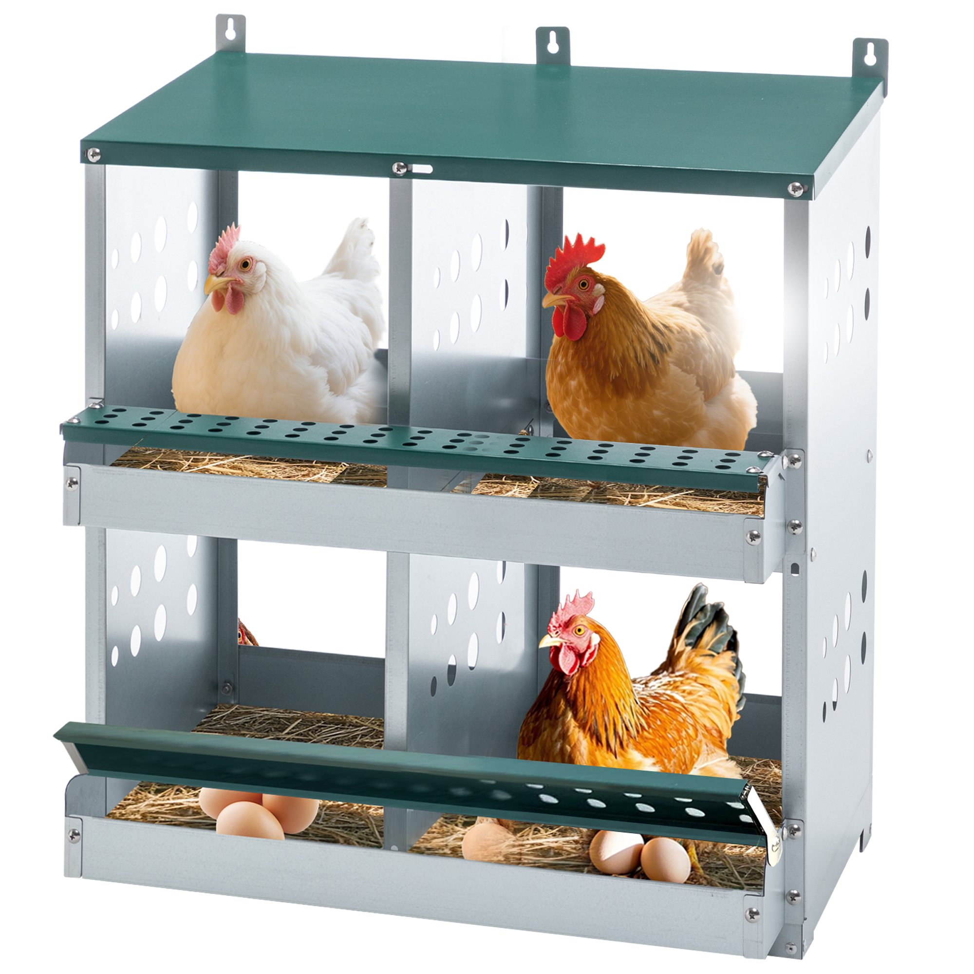 Nichoirs 4 compartiments metal poules nidification
