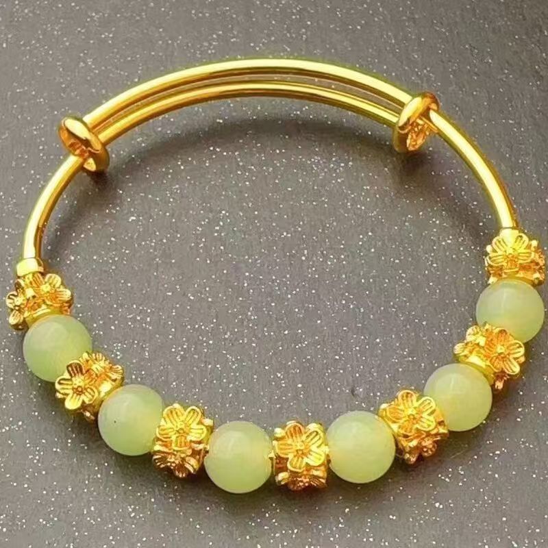 Bracelet calédoine fleur cuivre plaqué doré femme