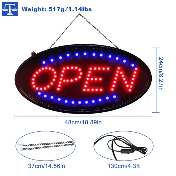 Enseigne LED néon ultra brillante Open, magasin affichage
