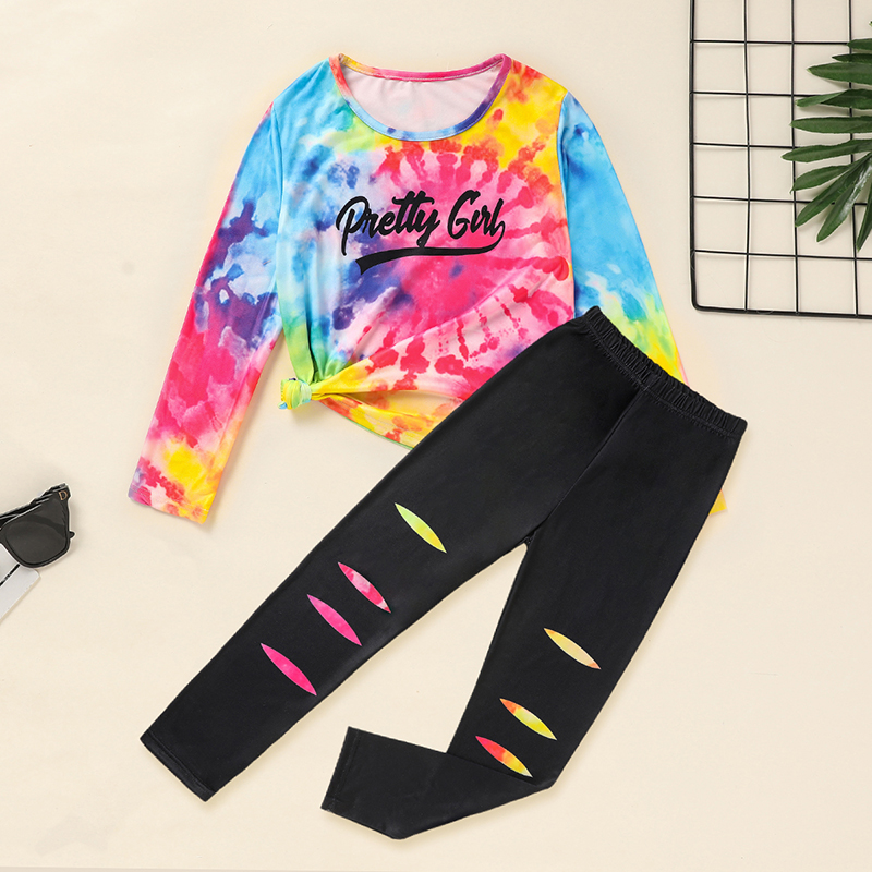 Ensemble printemps automne fille, chandail manches longues pantalon